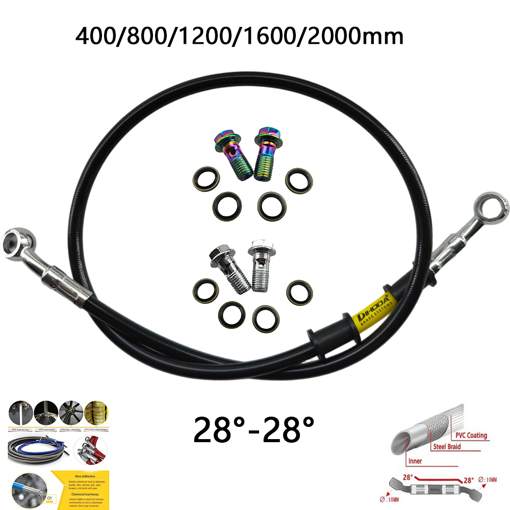Brake Line Motorcycle - 28 ° -28 ° Zwart Gevlochten