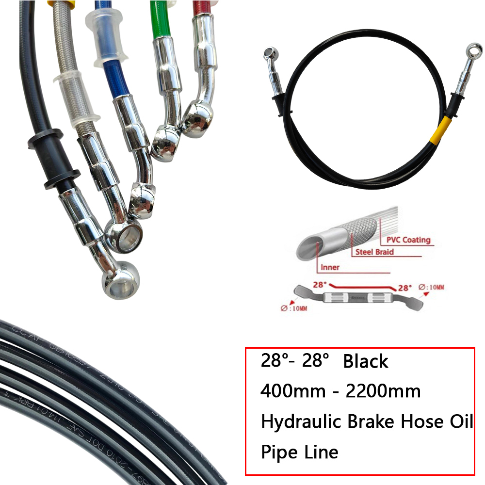 Brake Line Motorcycle - 28 ° -28 ° Zwart Gevlochten